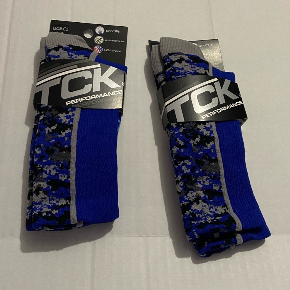 TC Performance Blue and Gray camouflage Socks Small